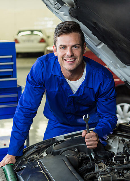 car mechanic blue overalls